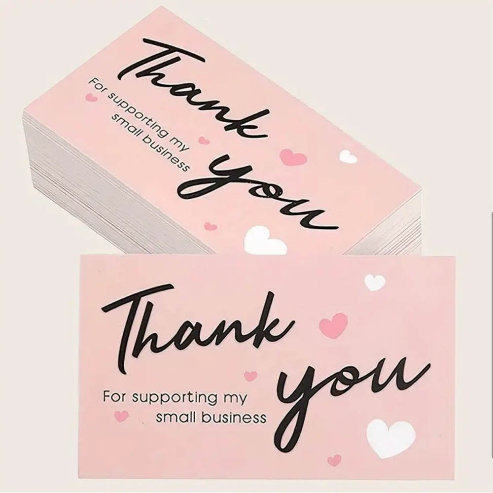 50 Thank You Business Cards with Hearts - Picture 3 of 5